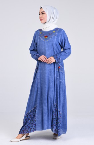 Robe Hijab Bleu marine clair 9595-07