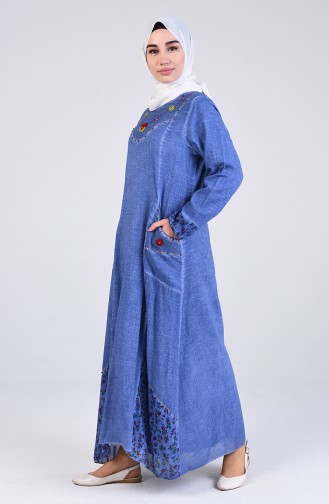 Robe Hijab Bleu marine clair 9595-07