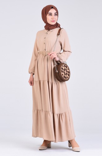 Beige Hijab Dress 5483-10
