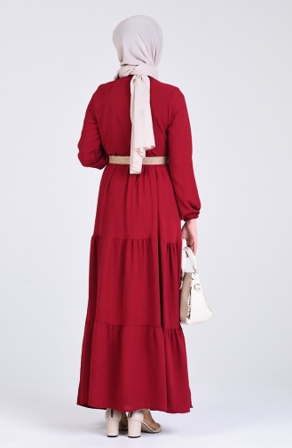 Claret Red Hijab Dress 5483-11