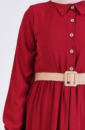 Claret Red Hijab Dress 5483-11