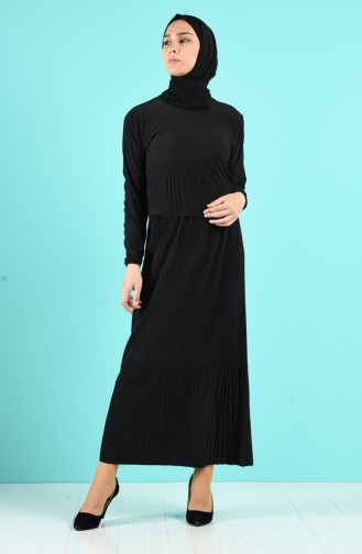 Schwarz Hijab Kleider 1001-07