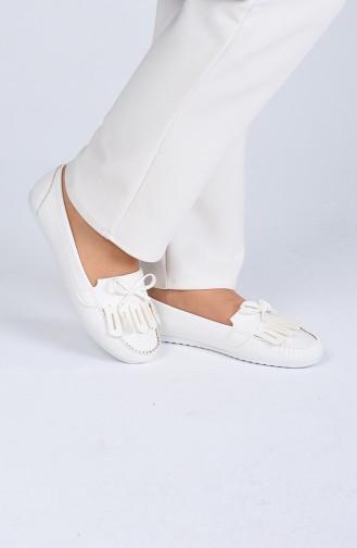 حذاء مسطح أبيض 0126-03
