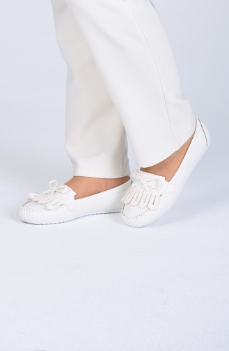 حذاء مسطح أبيض 0126-03