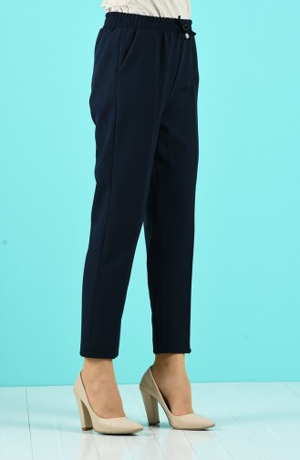 Pants with Elastic waist Pockets 4105-02 Navy Blue 4105-02