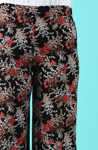 Patterned Viscose Trousers 1190-04 Black 1190-04