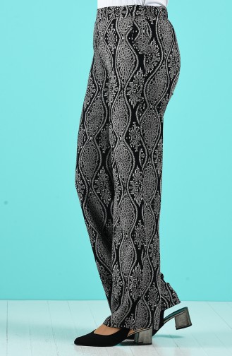 Desenli Viskon Pantolon 1190-05 Siyah