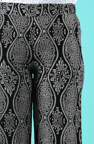 Desenli Viskon Pantolon 1190-05 Siyah