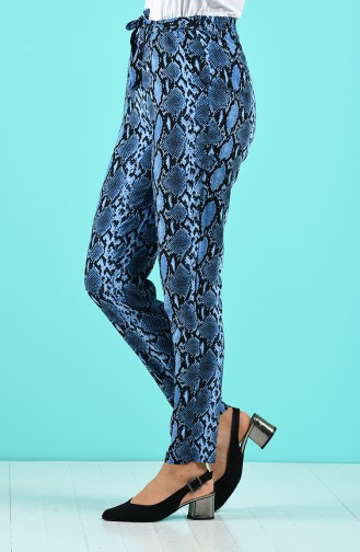 Patterned Viscose Trousers 1191-03 Indigo 1191-03