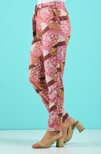 Patterned Viscose Trousers 1191-29 Dry Rose 1191-29