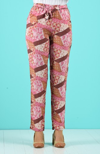 Patterned Viscose Trousers 1191-29 Dry Rose 1191-29