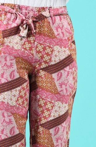 Patterned Viscose Trousers 1191-29 Dry Rose 1191-29