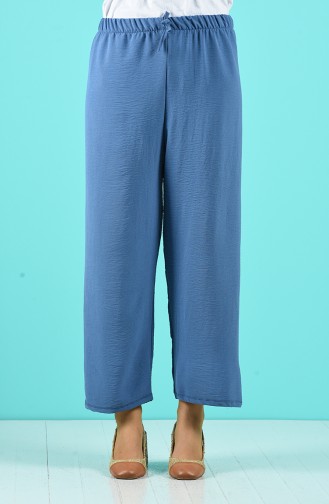 Aerobin Kumaş Bol Paça Pantolon 1027-02 İndigo