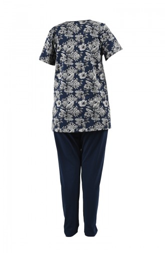 Büyük Beden Kısa Kollu Pijama Takımı 002026-A Lacivert