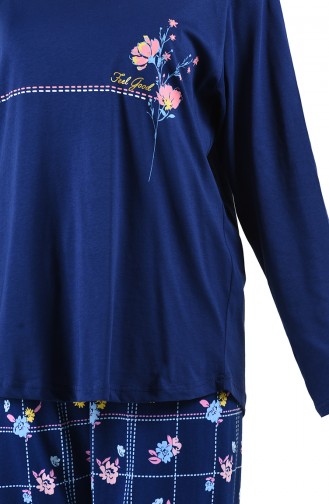 Büyük Beden Uzun Kollu Pijama Takımı 905102-A Lacivert