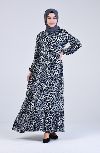 Navy Blue Hijab Dress 0090-01