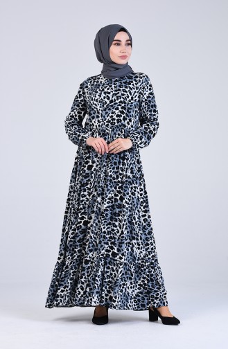 Navy Blue Hijab Dress 0090-01