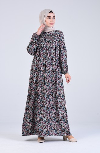Navy Blue Hijab Dress 8081-03