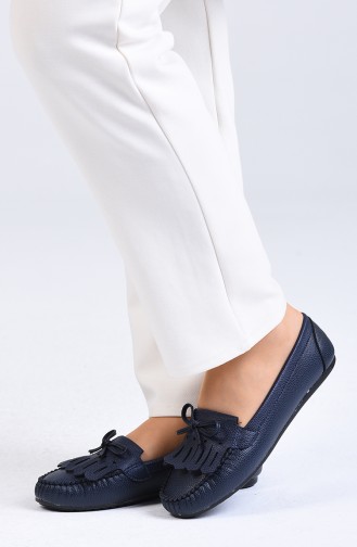 Navy Blue Woman Flat Shoe 0126-01