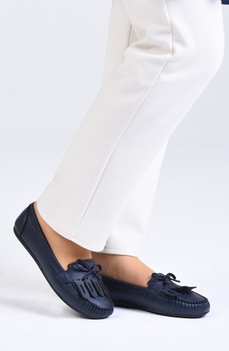 حذاء مسطح أزرق كحلي 0126-01