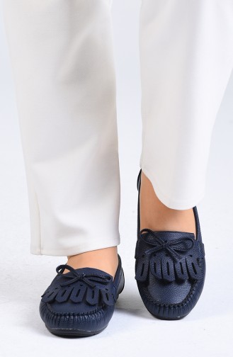 Navy Blue Woman Flat Shoe 0126-01