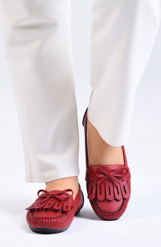 Red Women`s Flats 0126-04