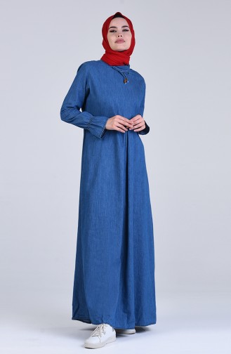 Jeansblau Hijab Kleider 5005-01