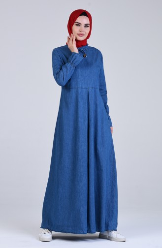 Jeansblau Hijab Kleider 5005-01