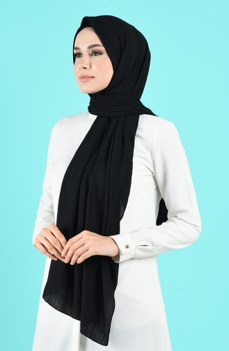 Fitilli Penye Şal 13171-01 Siyah