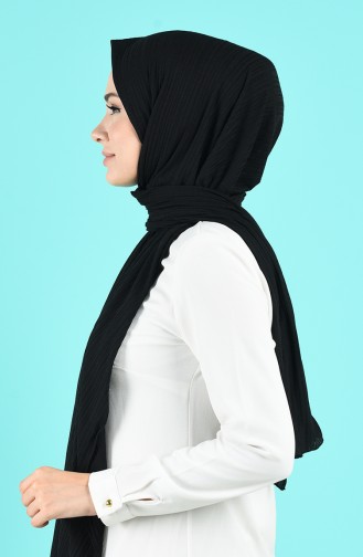 Fitilli Penye Şal 13171-01 Siyah