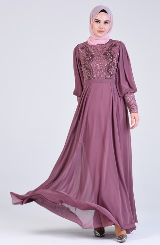Beige-Rose Hijab-Abendkleider 52771-03