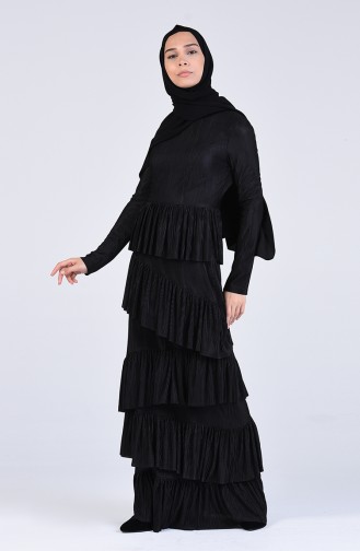 Schwarz Hijab-Abendkleider 60155A-01