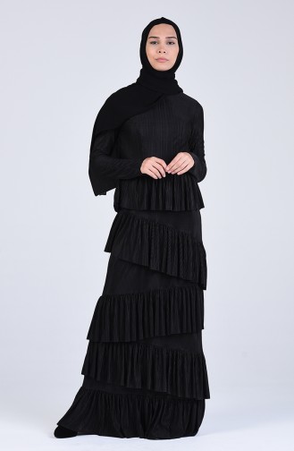 Shirred Evening Dress 60155a-01 Black 60155A-01