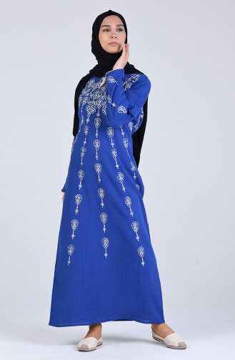 Saks-Blau Hijab Kleider 1818-02