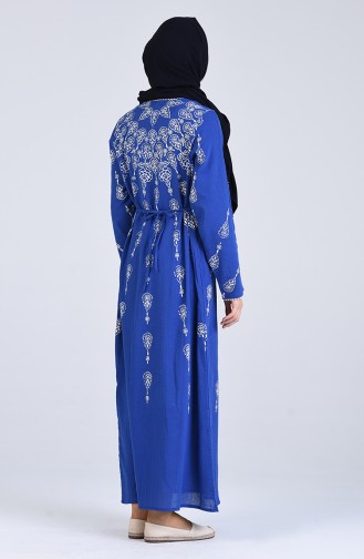 Saks-Blau Hijab Kleider 1818-02