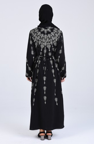 Şile Bezi Desenli Elbise 1818-03 Siyah
