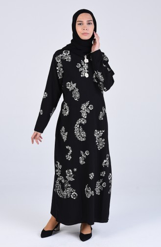 Chile Cloth Patterned Dress 2424-01 Black 2424-01