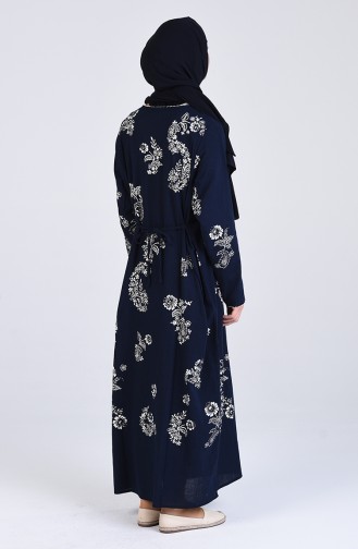 Chile Cloth Patterned Dress 2424-02 Navy Blue 2424-02