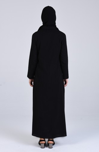 Şile Bezi Düğmeli Elbise 12205-03 Siyah