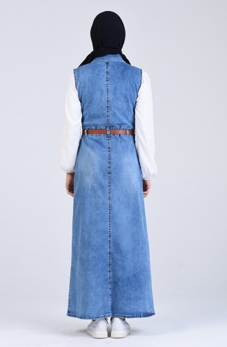 Belted Gilet Jeans Dress 0929-02 Ice Blue 0929-02