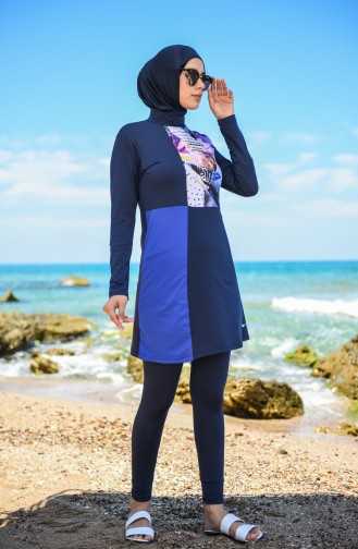 Navy Blue Swimsuit Hijab 20113-02