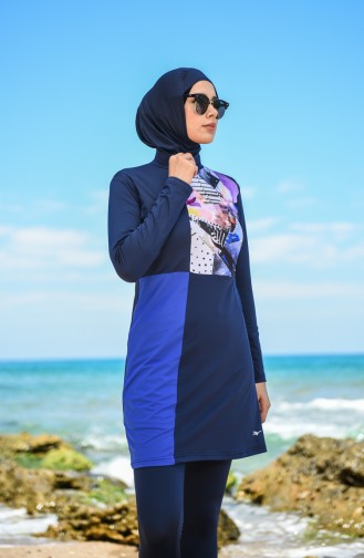 Maillot de Bain Hijab Bleu Marine 20113-02