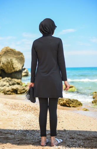 Schwarz Hijab Badeanzug 20113-03