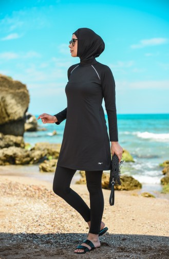 Schwarz Hijab Badeanzug 20115-04