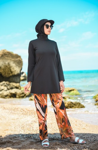 Schwarz Hijab Badeanzug 20187-02