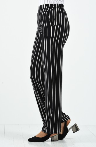 Striped Viscose Trousers 1190-02 Black 1190-02