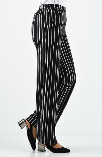 Striped Viscose Trousers 1190-02 Black 1190-02