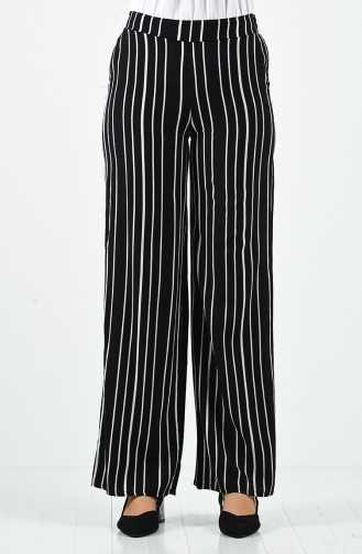 Striped Viscose Trousers 1190-02 Black 1190-02