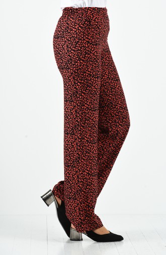 Patterned Viscose Trousers 1190-03 Coral 1190-03