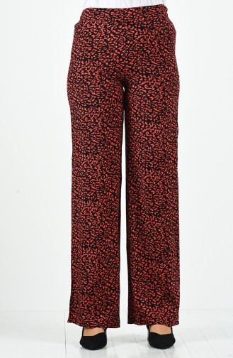 Patterned Viscose Trousers 1190-03 Coral 1190-03